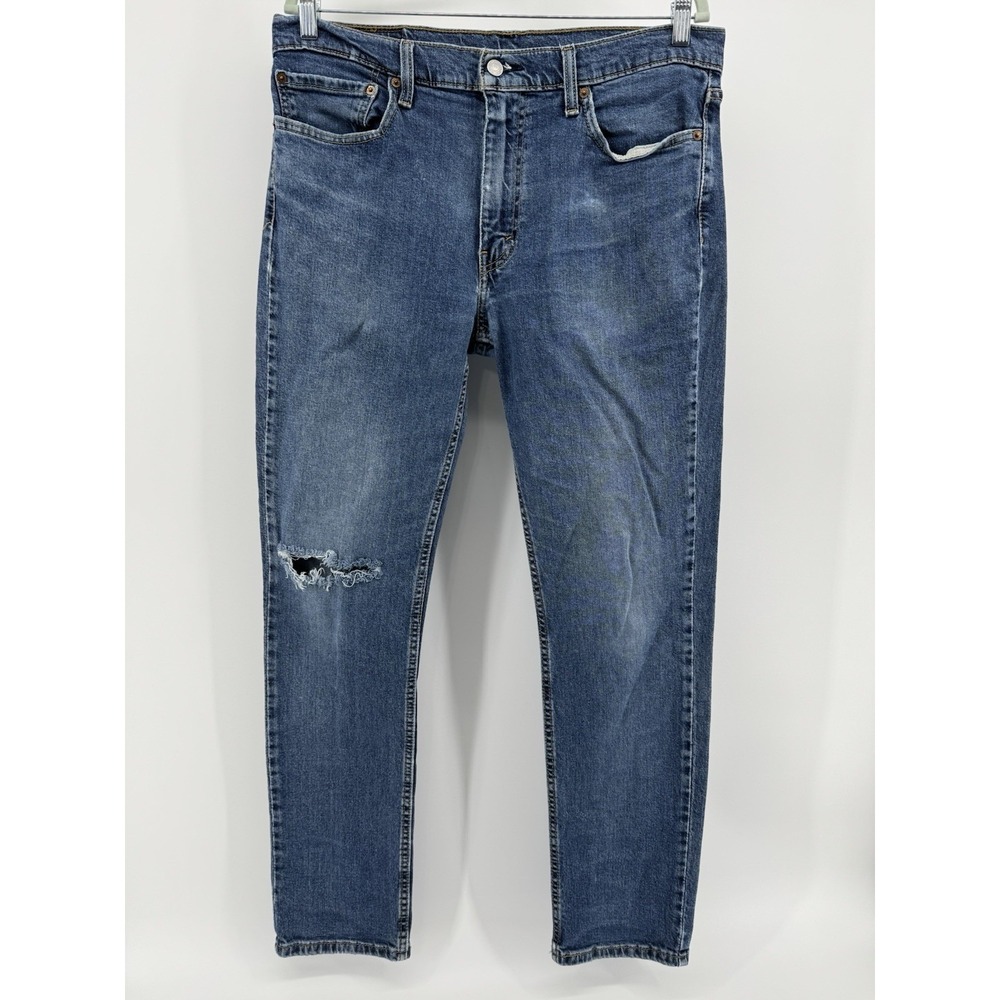 Levi's 511 Size 36x32 Denim Jeans Regular Fit Tapered Leg Distressed Red Tab - Picture 2 of 12
